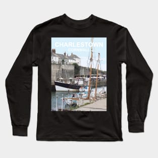 Cornwall Charlestown   Cornish gift Kernow Travel location poster, St Austell Long Sleeve T-Shirt